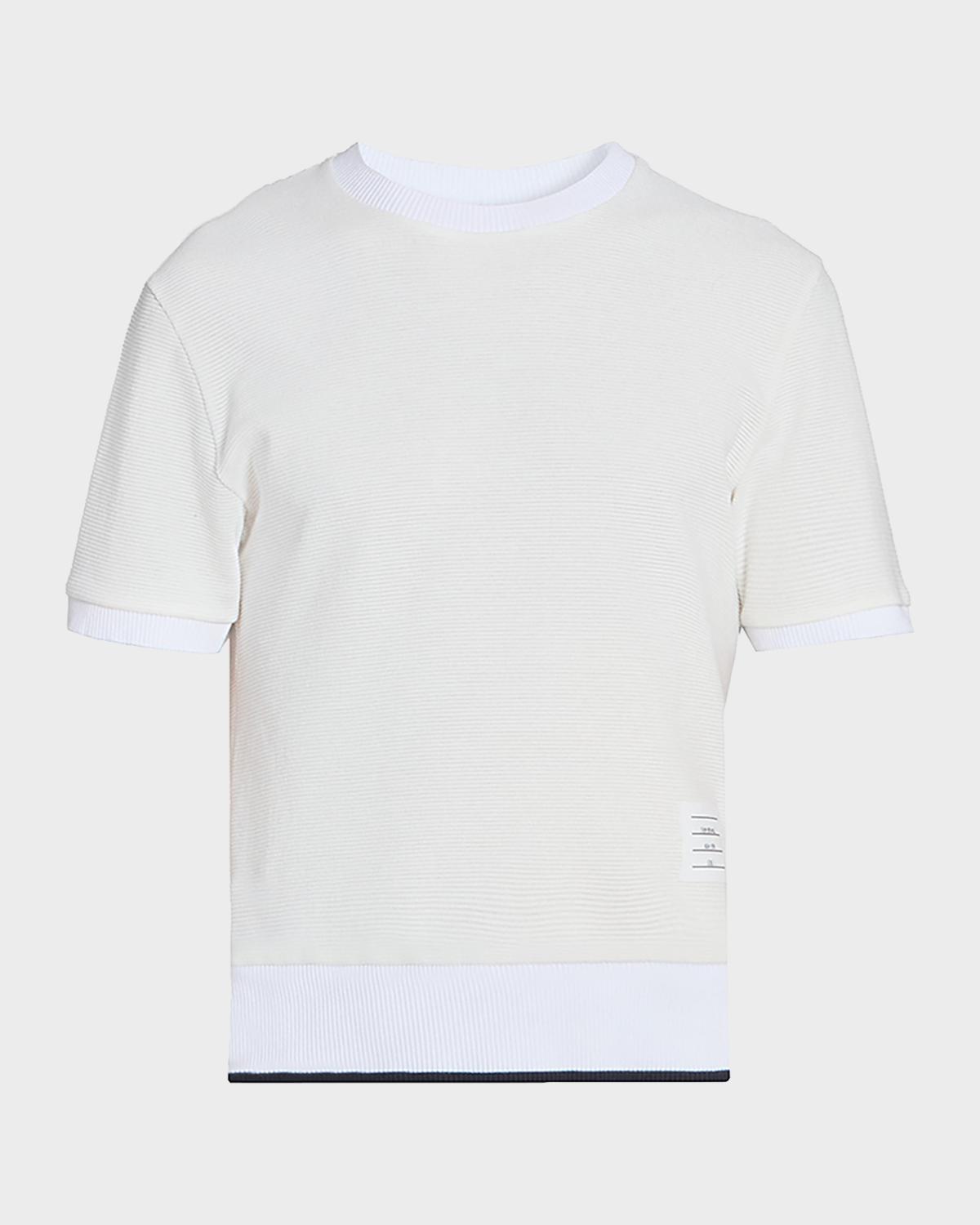 Thom Browne Men's Lightweight Waffle-Knit Cotton T-Shirt