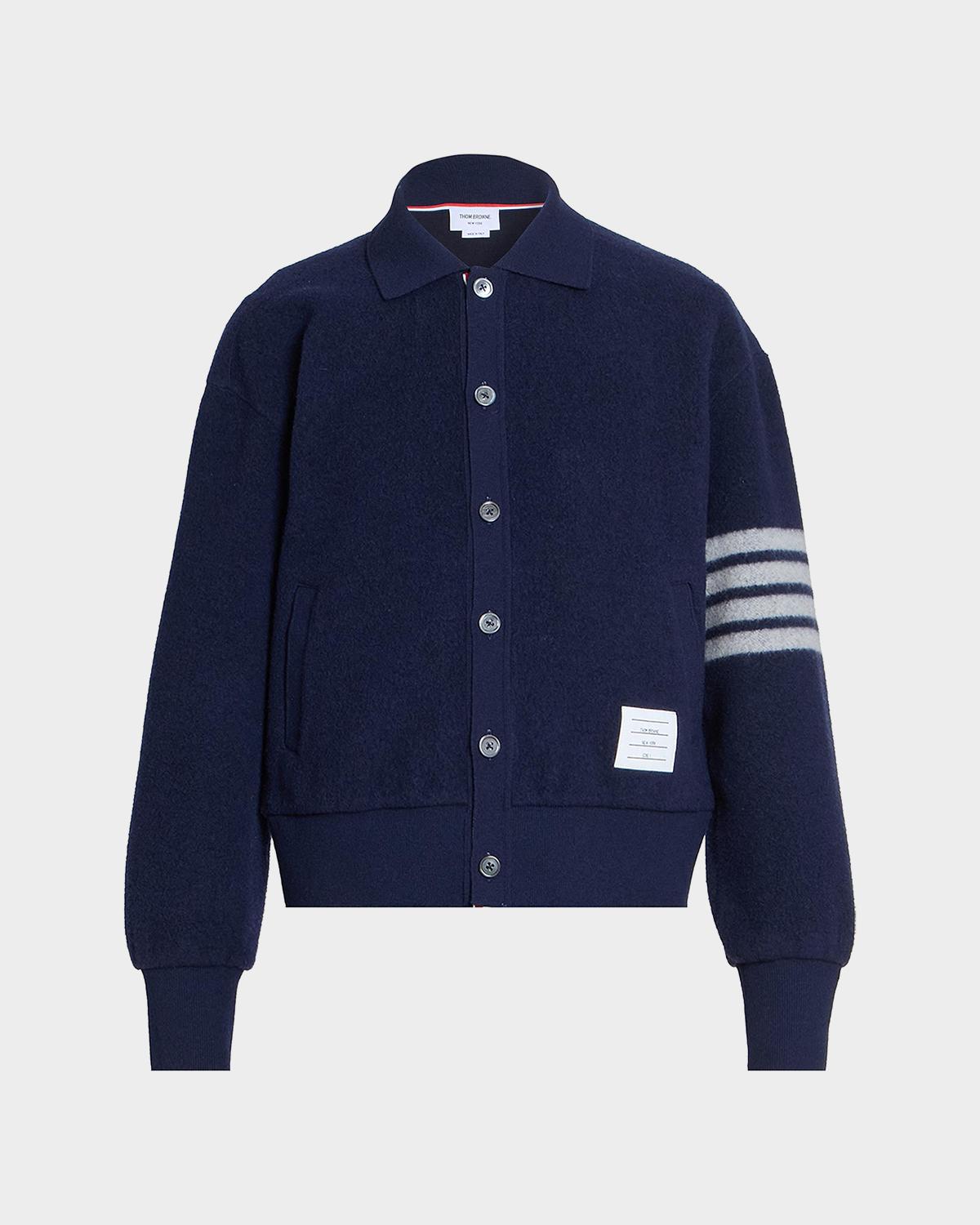 Thom Browne Men's Wool Fleece Polo Cardigan