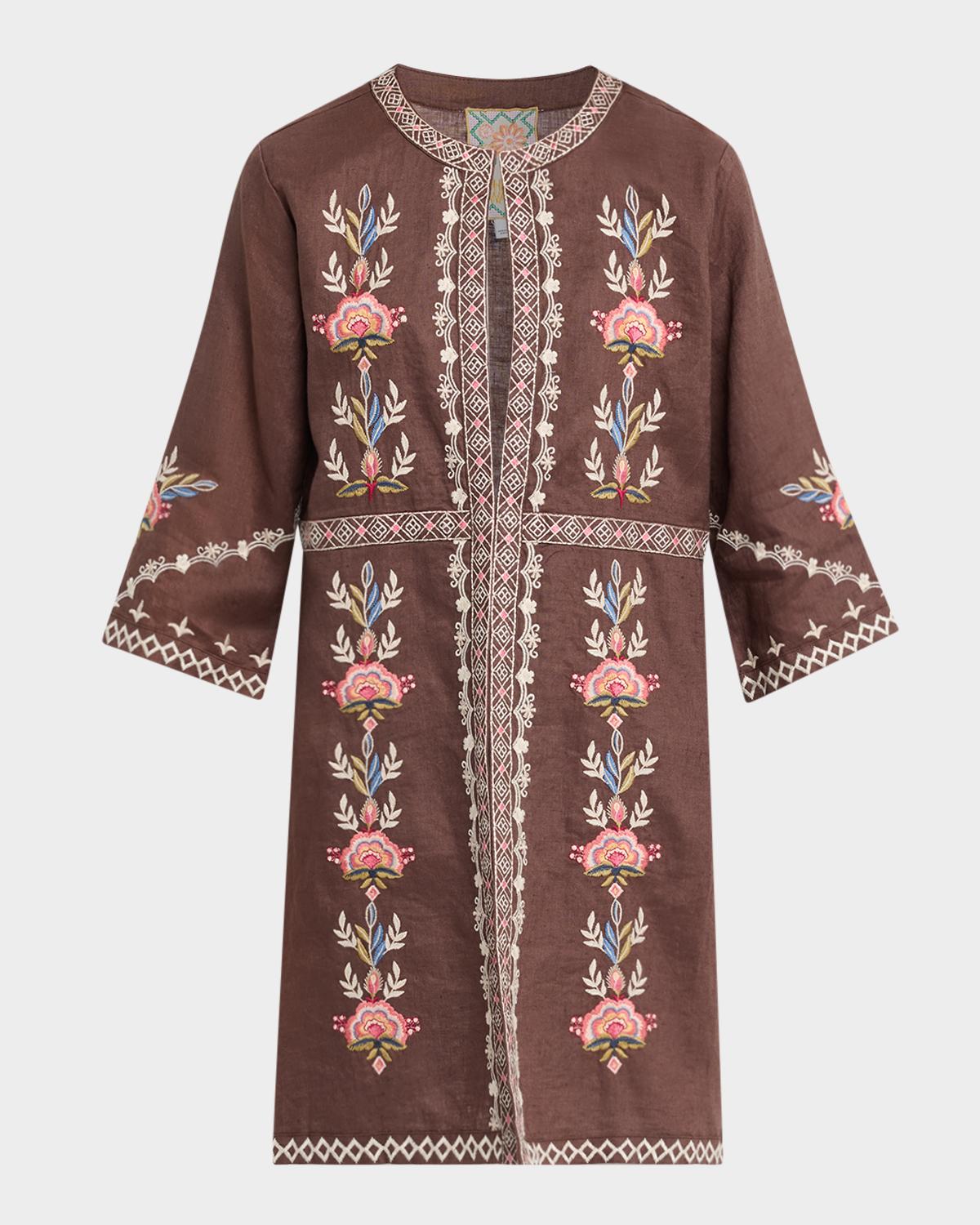 Johnny Was Embroidered Linen Jacket
