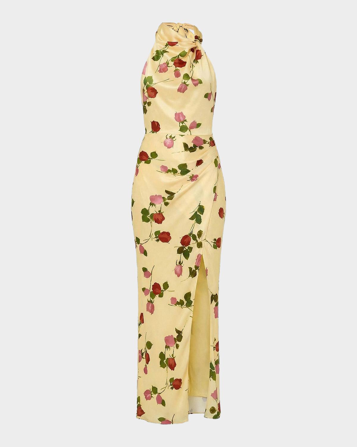 NICHOLAS Galilea Halterneck Floral A-Line Gown