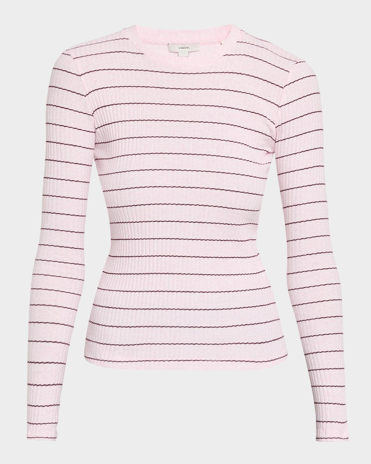 Vince Stripe Long-Sleeve Rib-Knit Tee