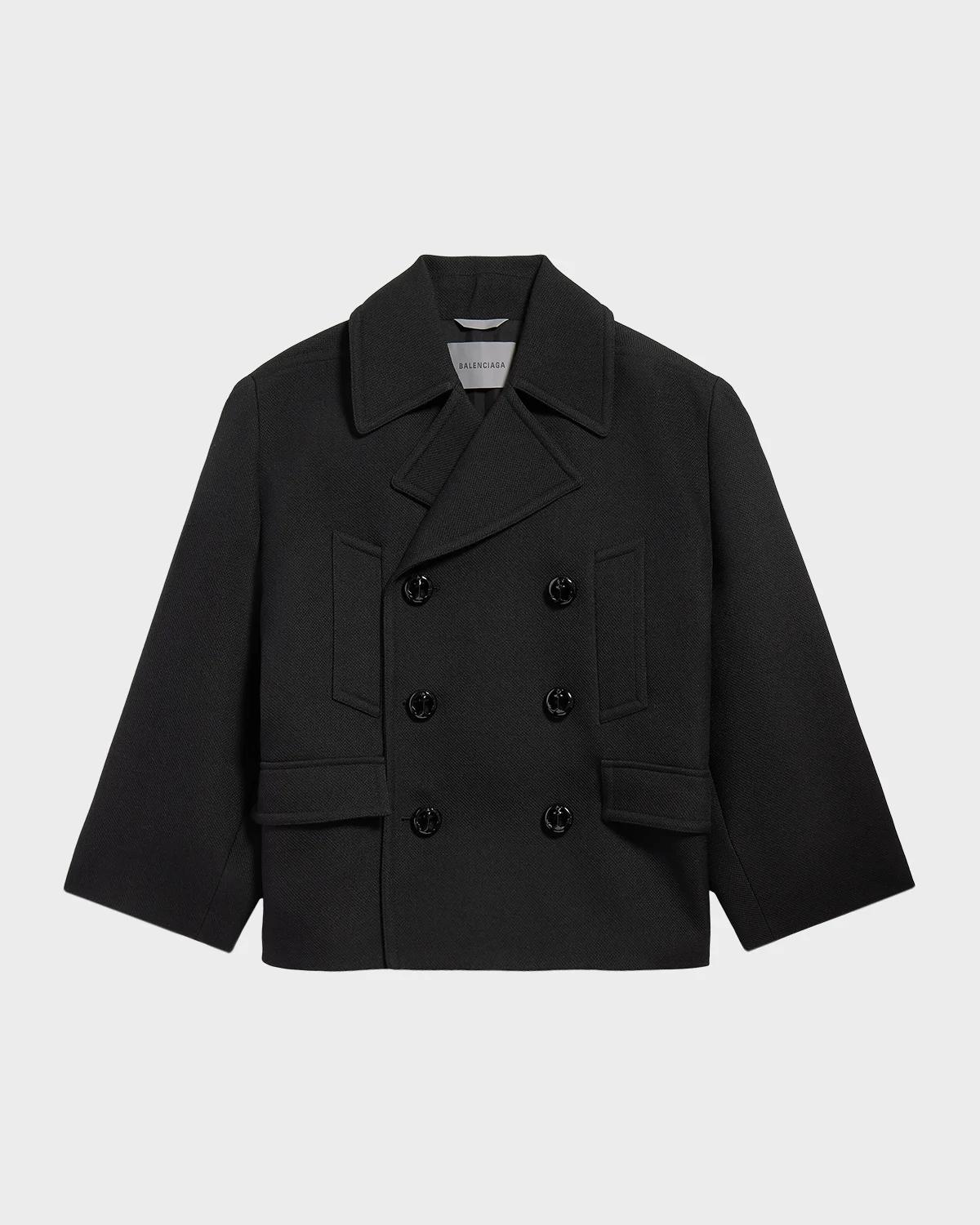 Men & apos;s Wool Knit-Collar Double-Breasted Jacket