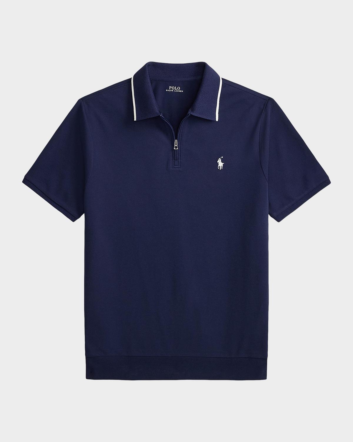 Men & apos;s Classic-Fit Stretch Mesh Zip Polo Shirt
