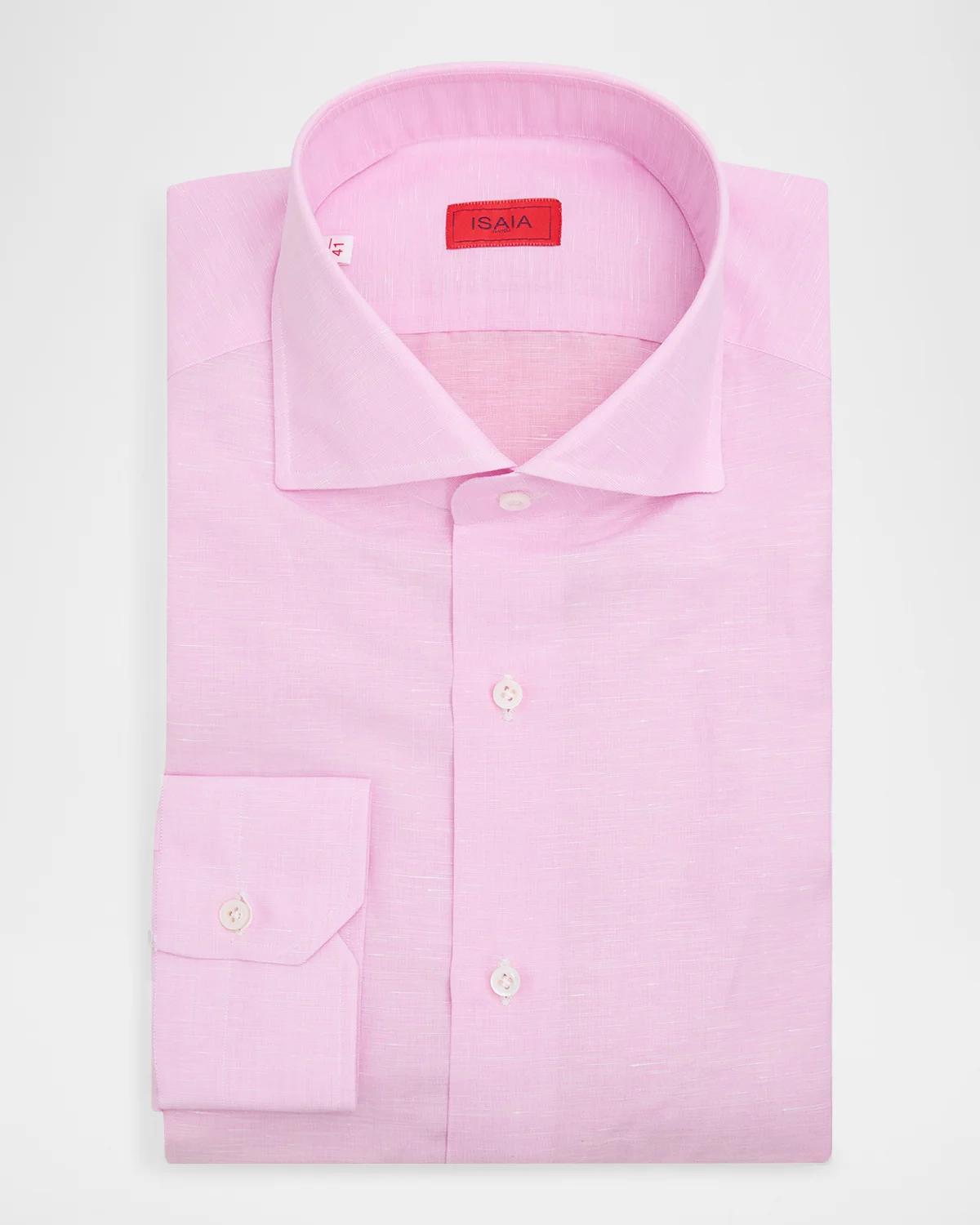 Isaia Men's Cotton and Linen Solid Dress Shirt