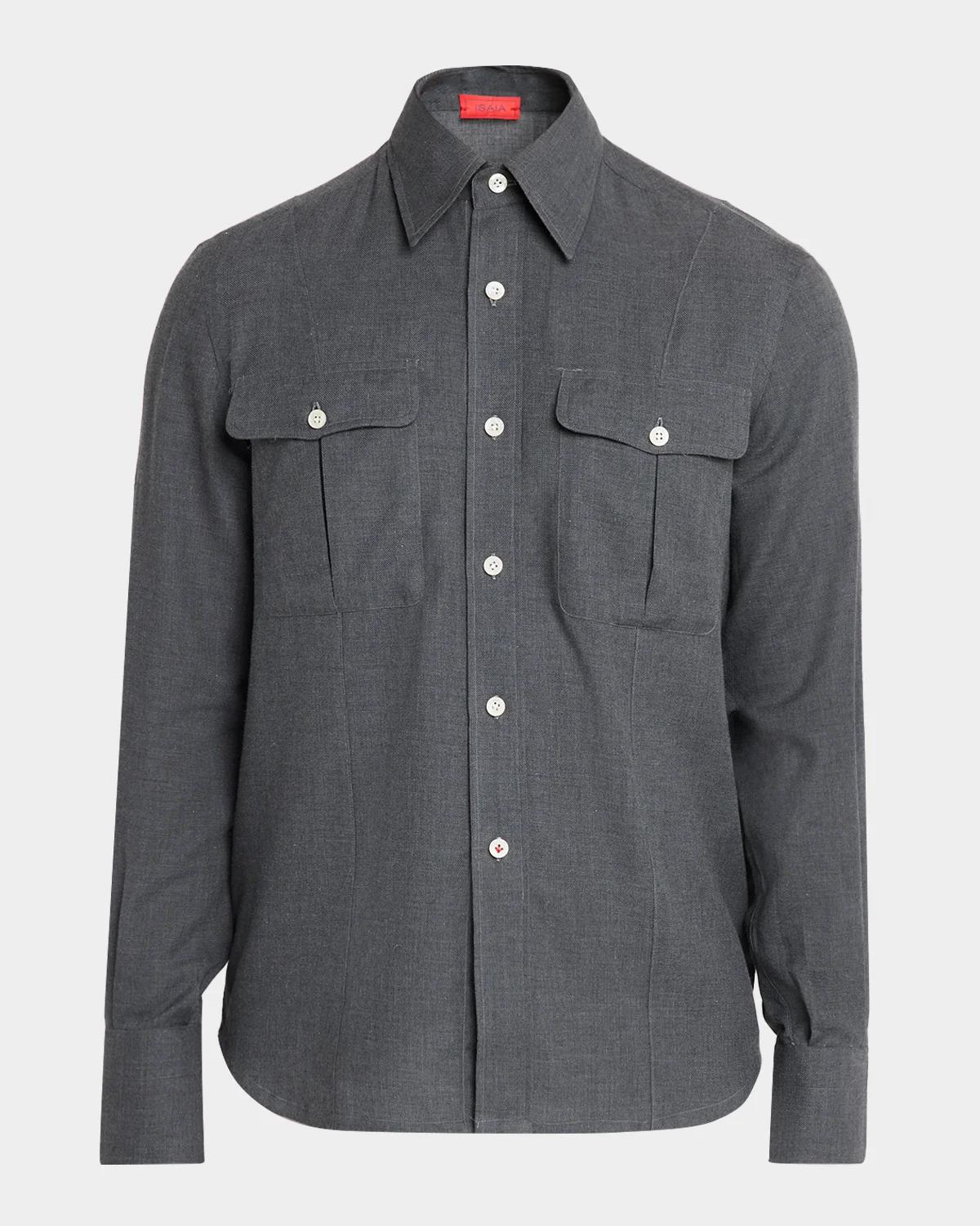 Isaia Men & Apos;s Cotton Shirt Jacket In Gray