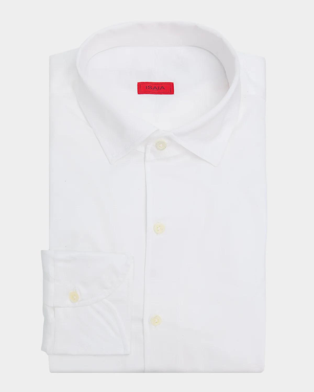 Isaia Men's Cotton and Linen Solid Dress Shirt
