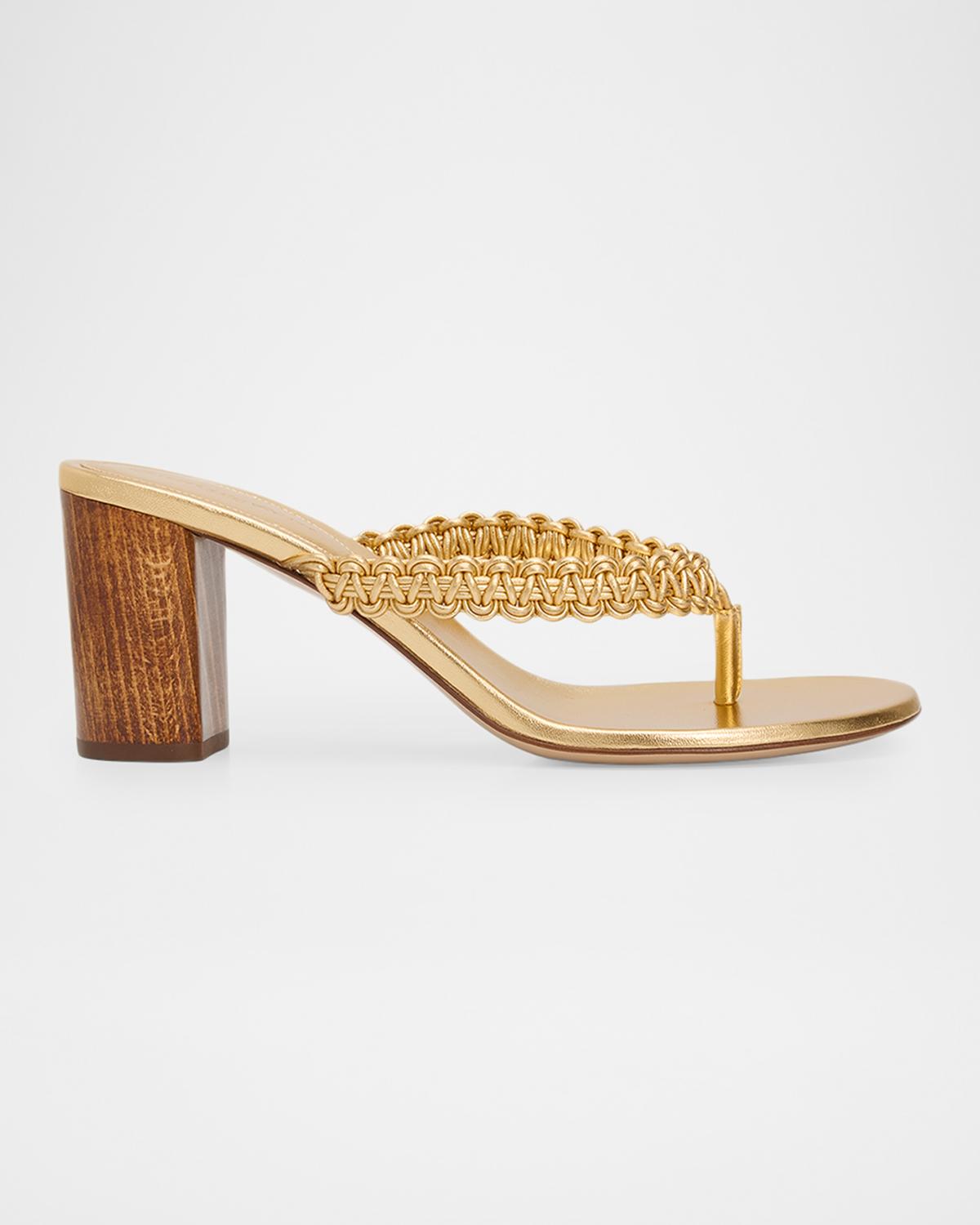 70mm Braided Leather Thongs Sandals