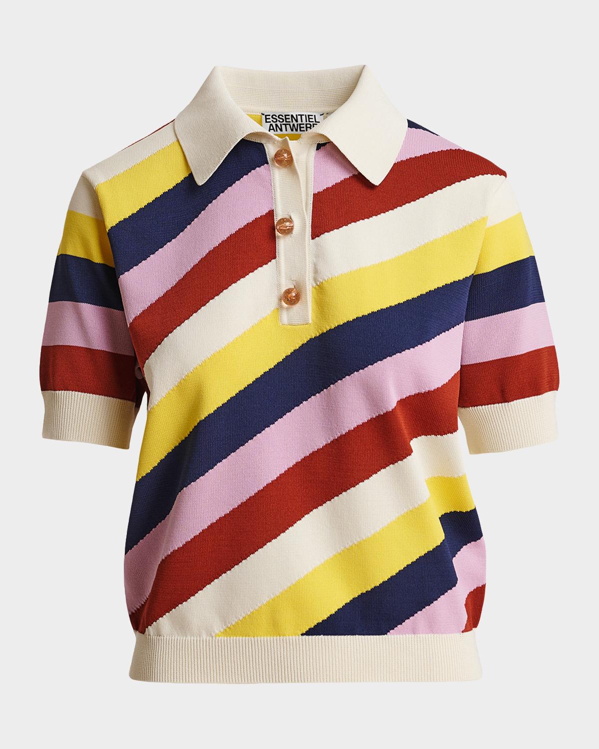Essentiel Antwerp Stripe Knit Polo Shirt