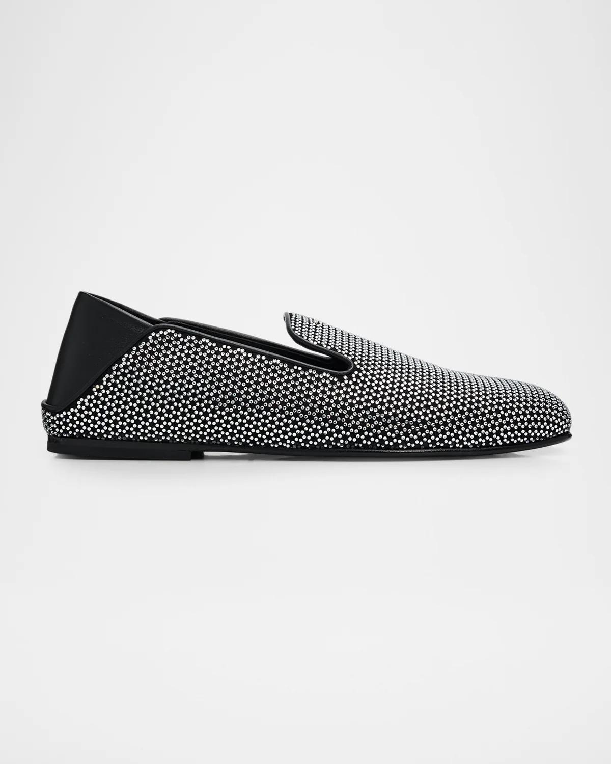 Giuseppe Zanotti Men's Suede Crystal-Embellished Loafers