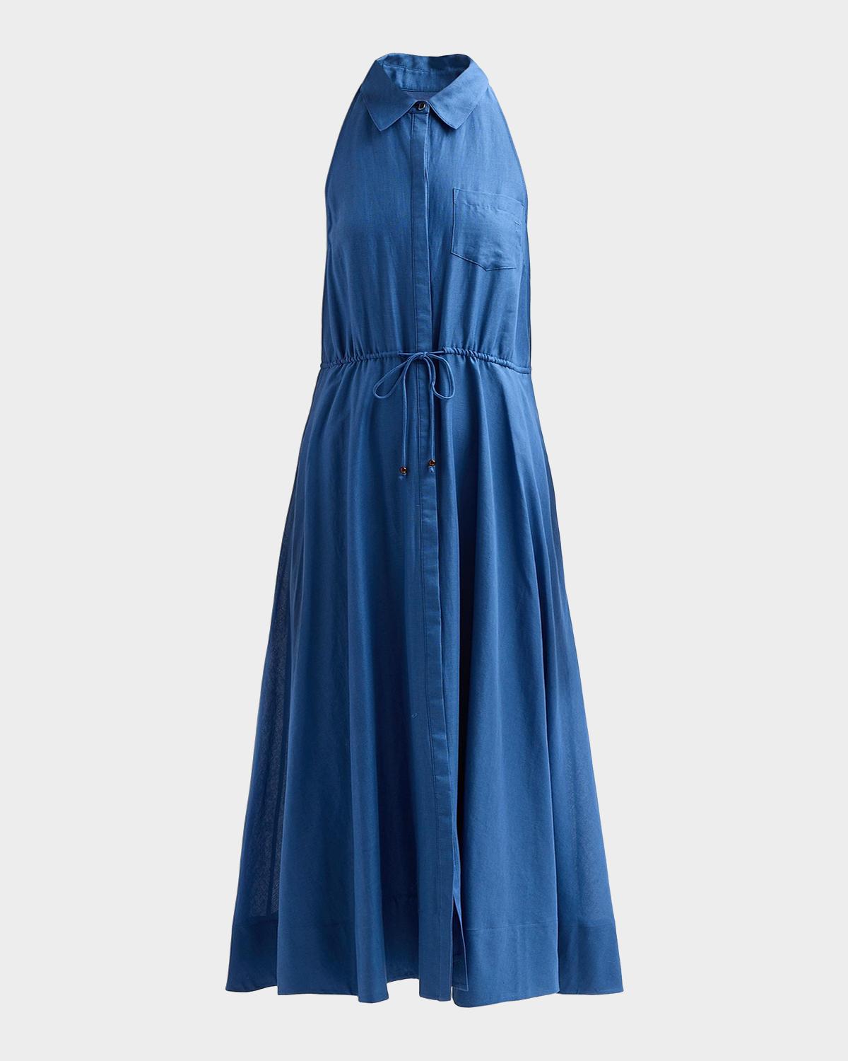 Toccin Tiana Linen-Cotton Drawstring Shirtdress