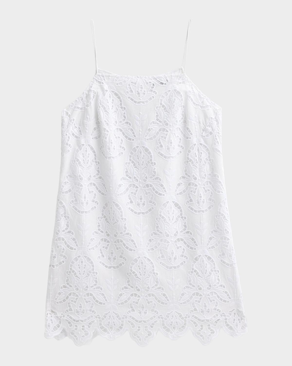 Toccin Olivera Lace Cotton Shift Mini Dress