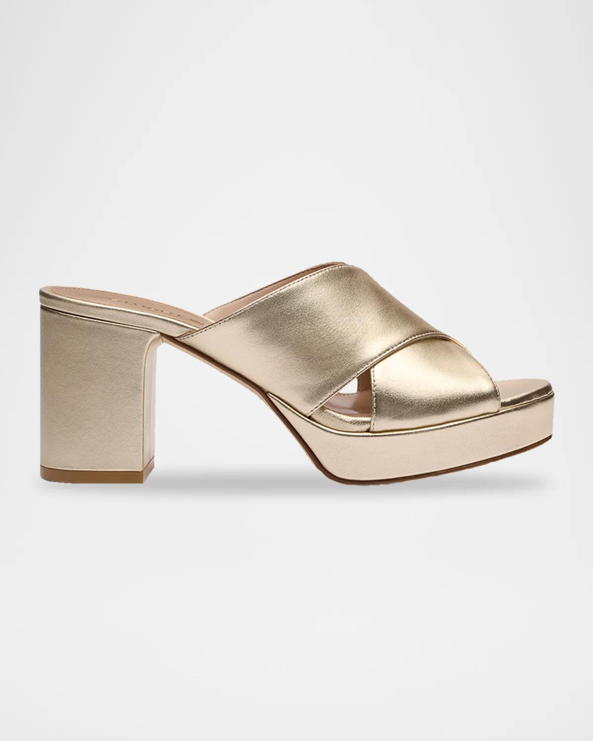 Stuart Weitzman Dayna 80MM Leather Platform Sandals