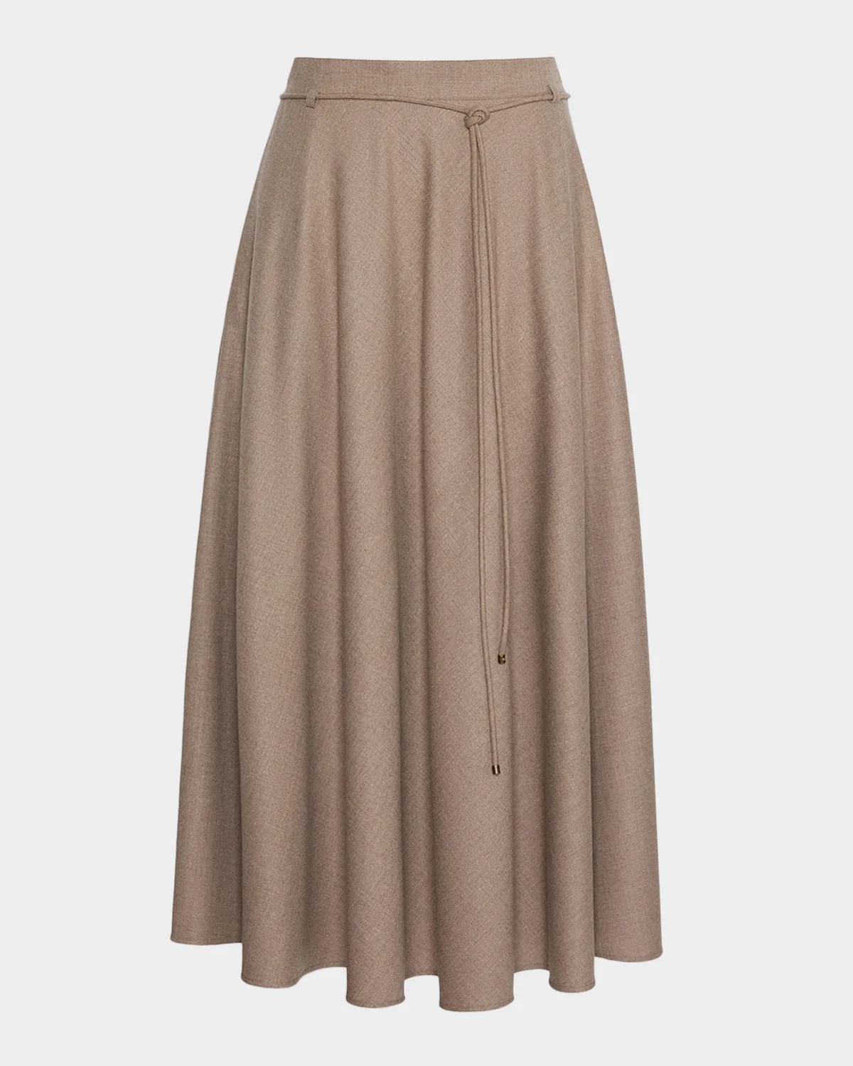 Cashmere Belted Midi Skirt