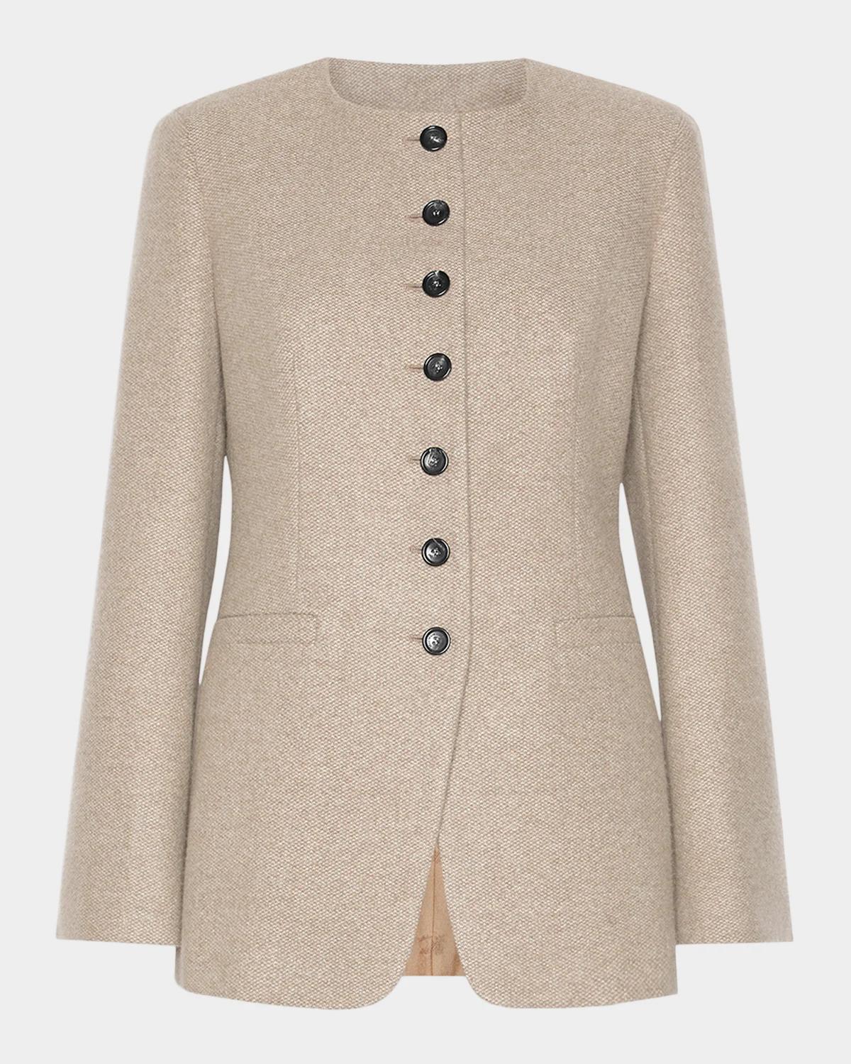 Max Mara Cashmere Single-breasted Collarless Jacket In Neutral