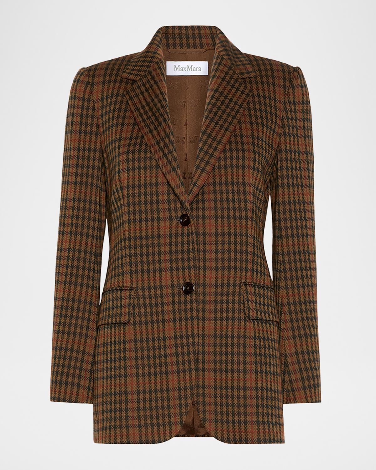 Check Wool-Blend Single-Breasted Jacket