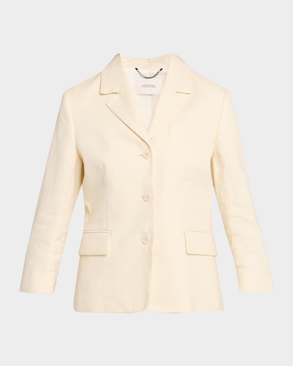 Dorothee Schumacher Casual Sophistication Linen-Cotton Single-Breasted Blazer