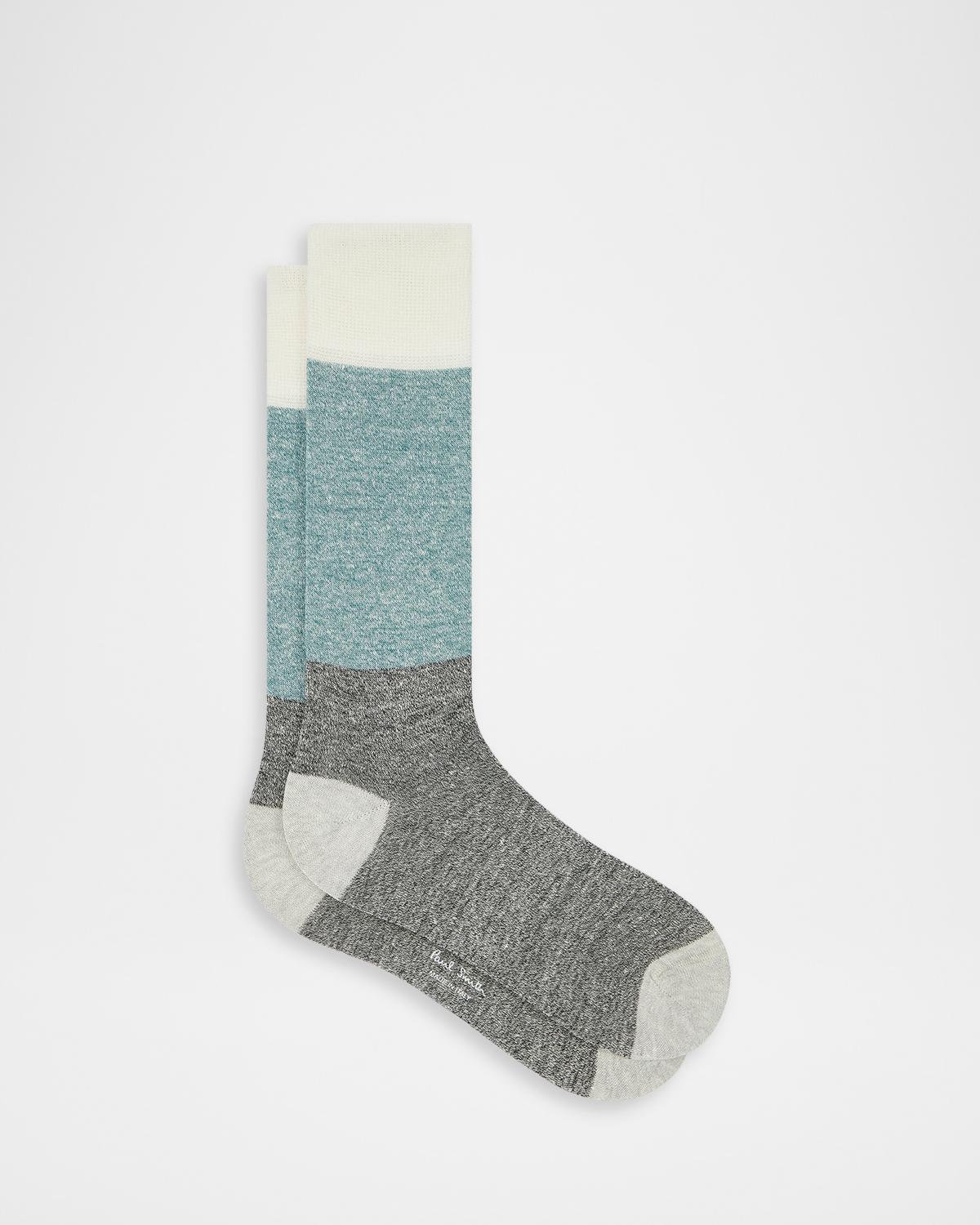 Paul Smith Men's Color Block Line Mid-Calf Socks
