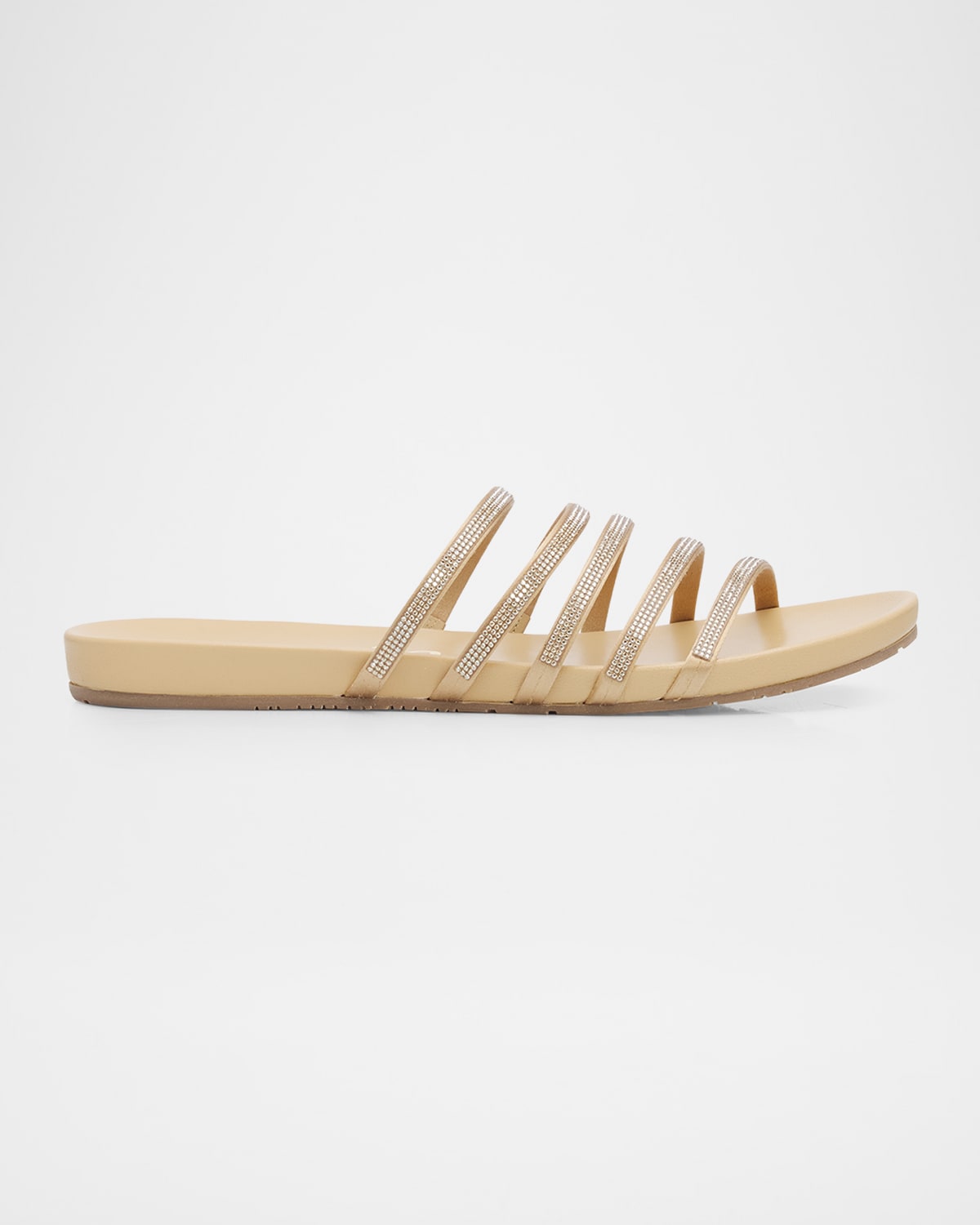 Pedro Garcia Gala Embellished Satin Flat Slide Sandals In Ore Satin