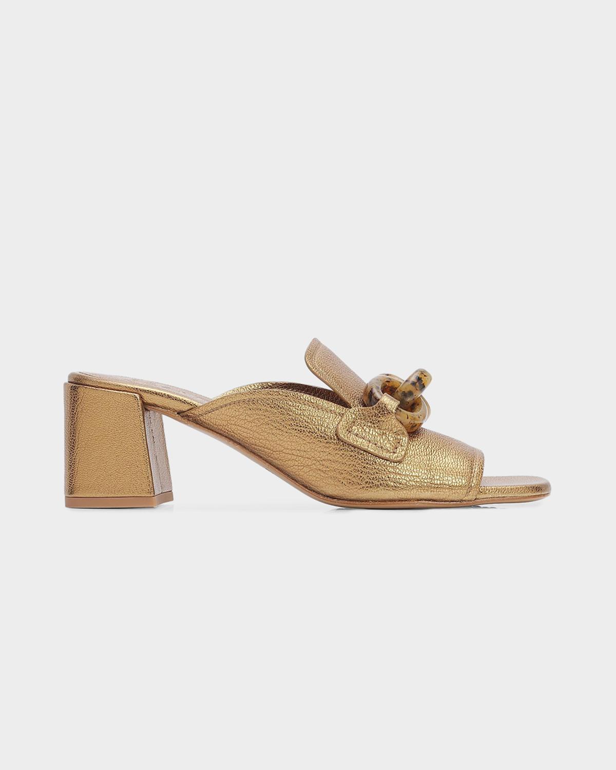 Pedro Garcia 55mm Umita Metallic Leather Mules