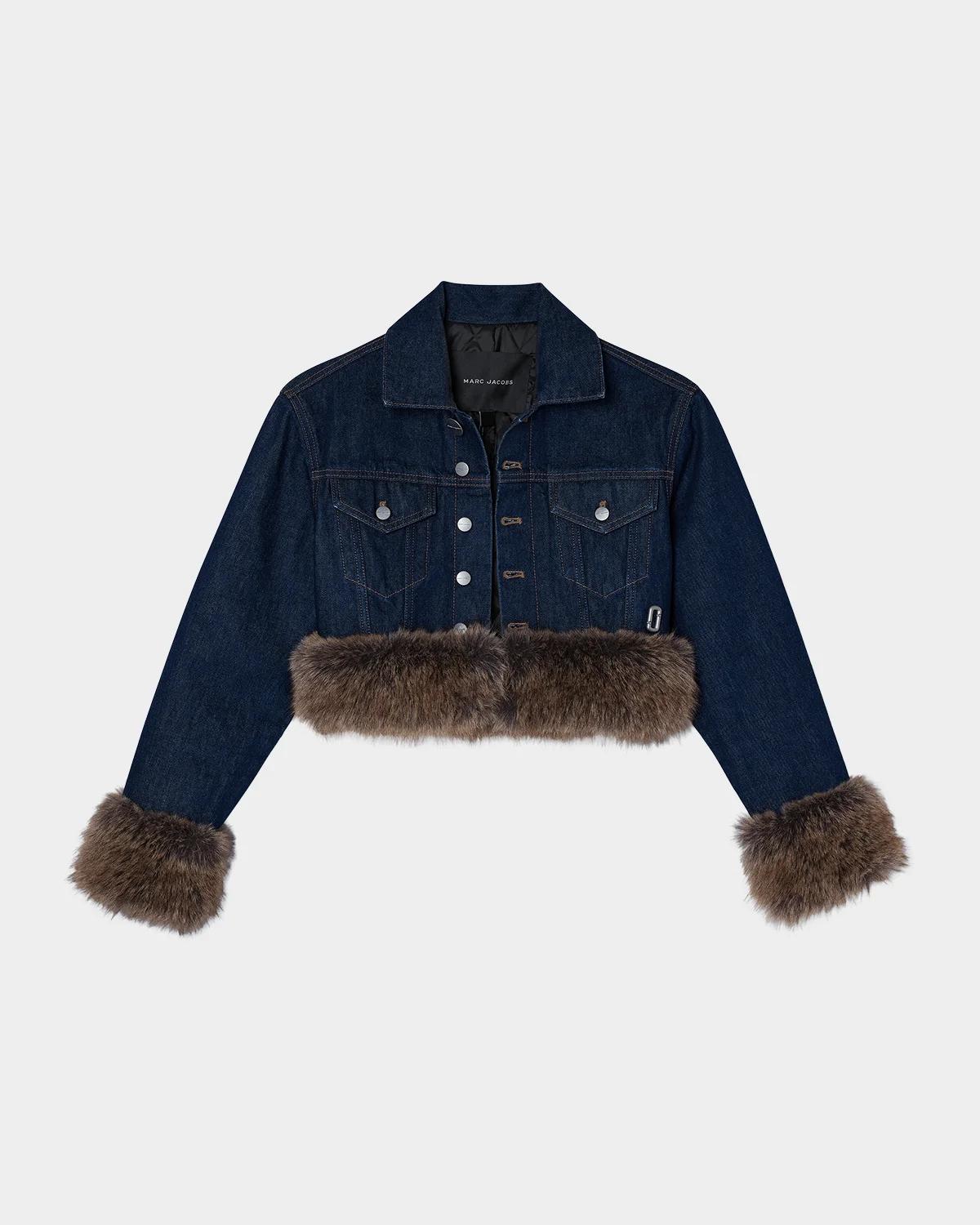 Marc Jacobs Faux-Fur-Trim Shrunken Trucker Jacket