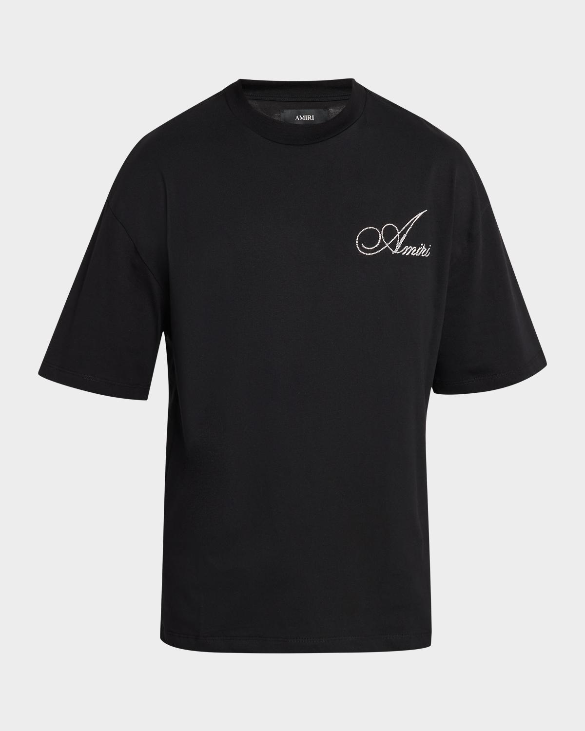 Amiri Men's Crystal-Embellished Logo Cotton T-Shirt