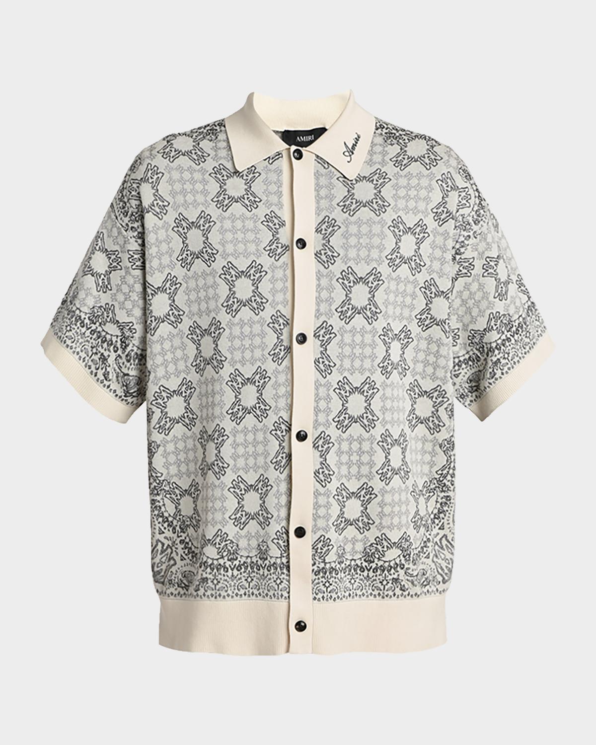 Amiri Men's MA Quad Check Knit Short-Sleeve Shirt