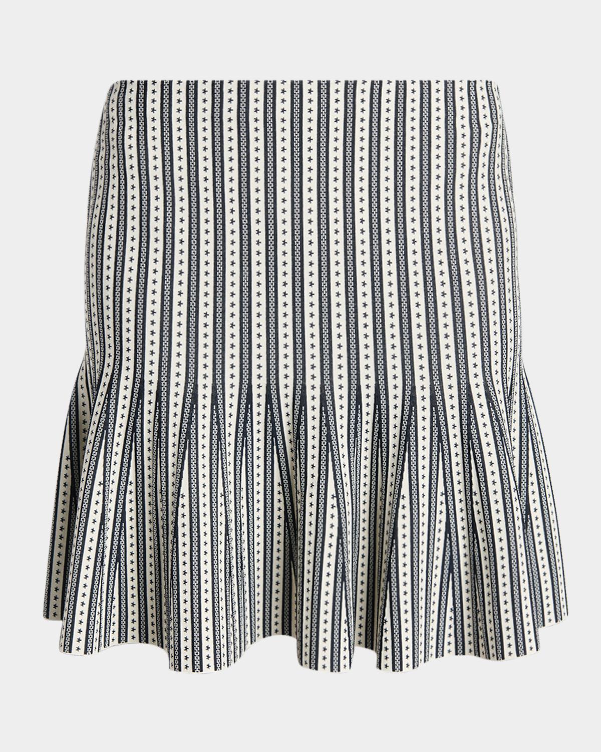 McQueen Jacquard-Striped Flounce Mini Skirt