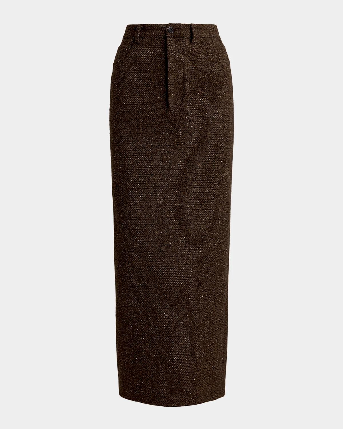 Ralph Lauren Collection Fontaine Wool-Blend Donegal Tweed Skirt