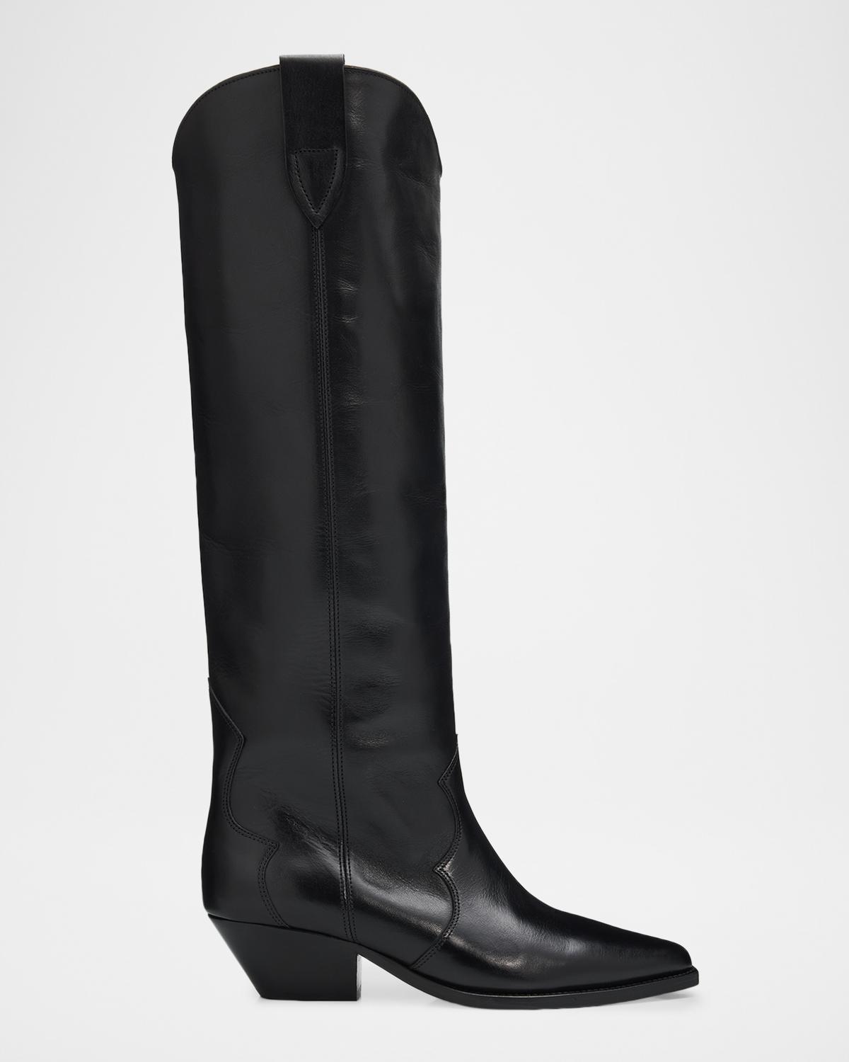 Isabel Marant 40mm Denvee Leather Western Boots In Black