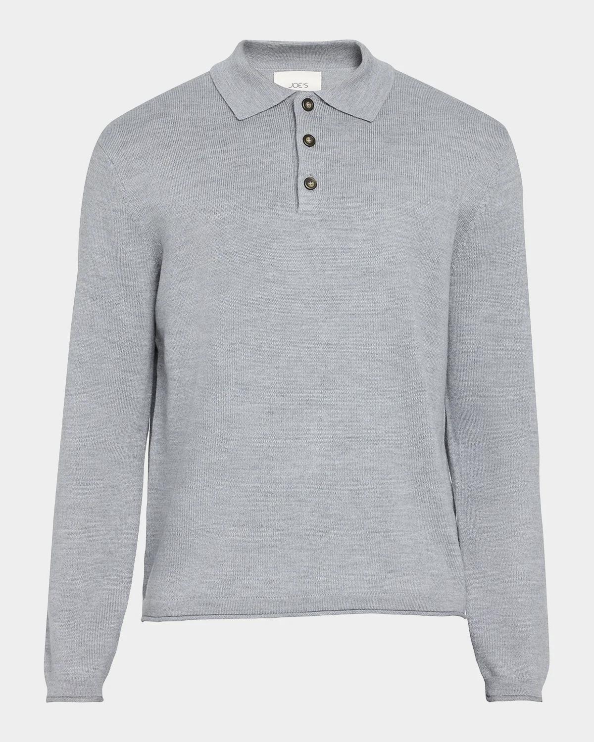 Joe & Apos;s Jeans Men & Apos;s Merino Wool Polo Sweater In Heather Gr