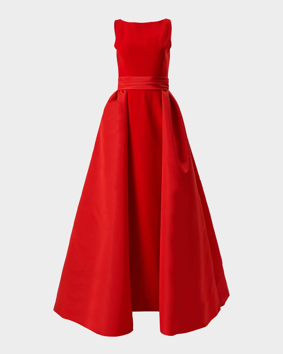 Carolina Herrera Sleeveless Boatneck Silk Overskirt Column Gown