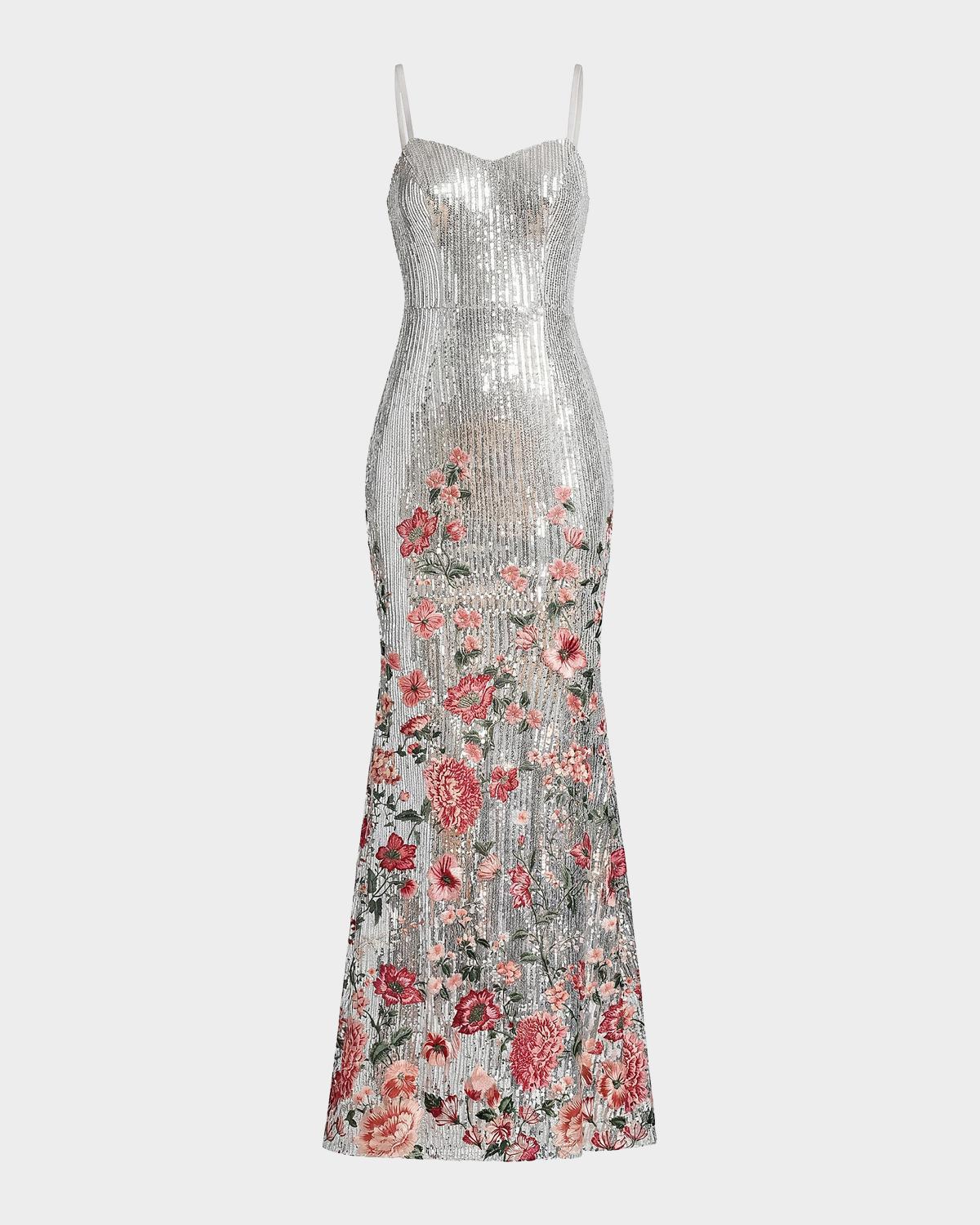 Giovanna Sequined Floral Mermaid Gown