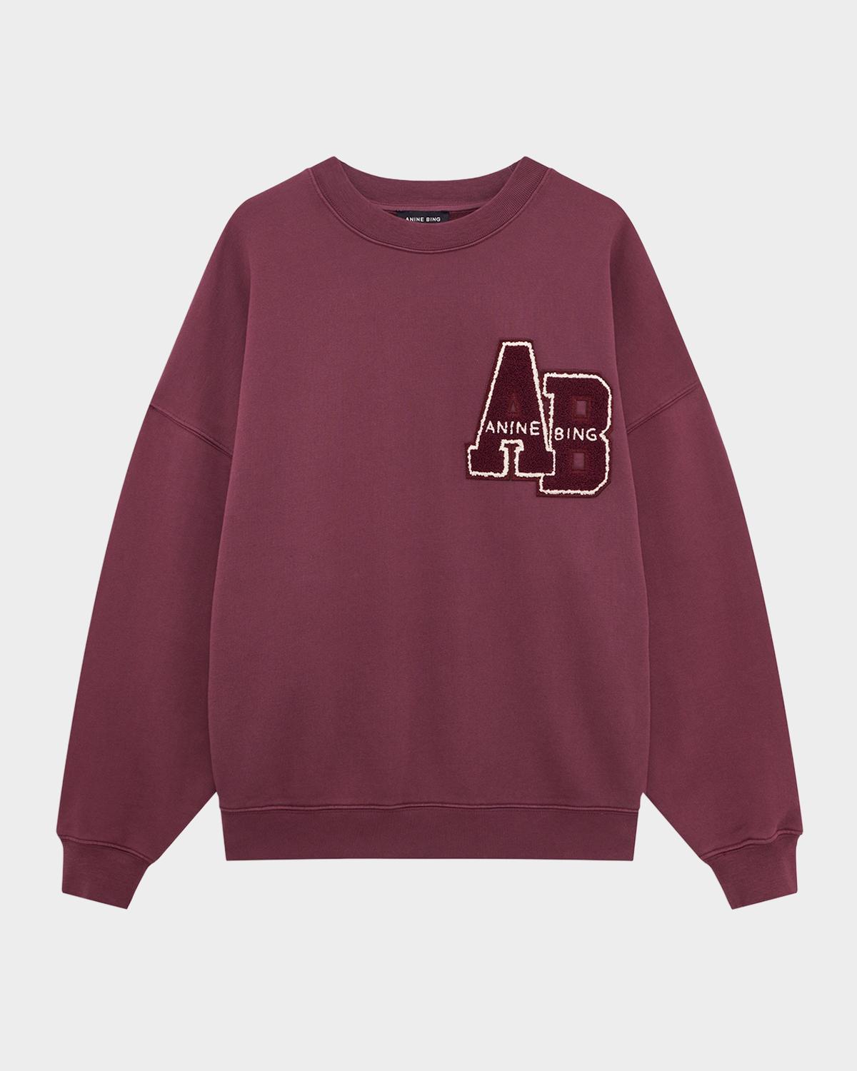ANINE BING Miles Oversized Logo Embroidered Sweatshirt