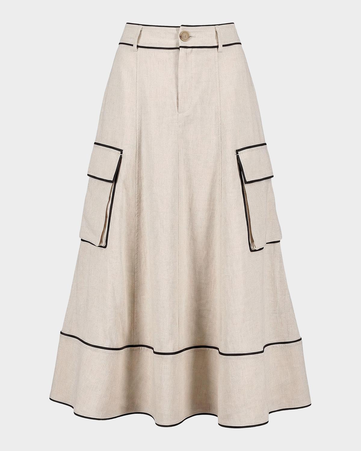Toccin Shiloh High-Waist Cargo Midi Skirt