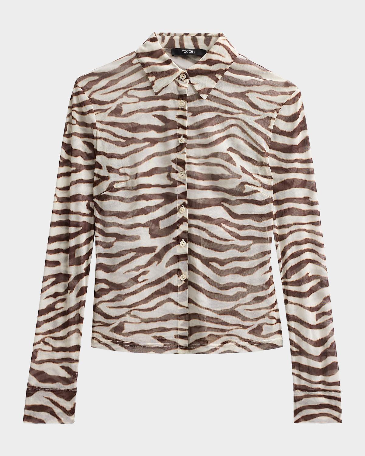 Toccin Lennon Printed Semi-Sheer Top