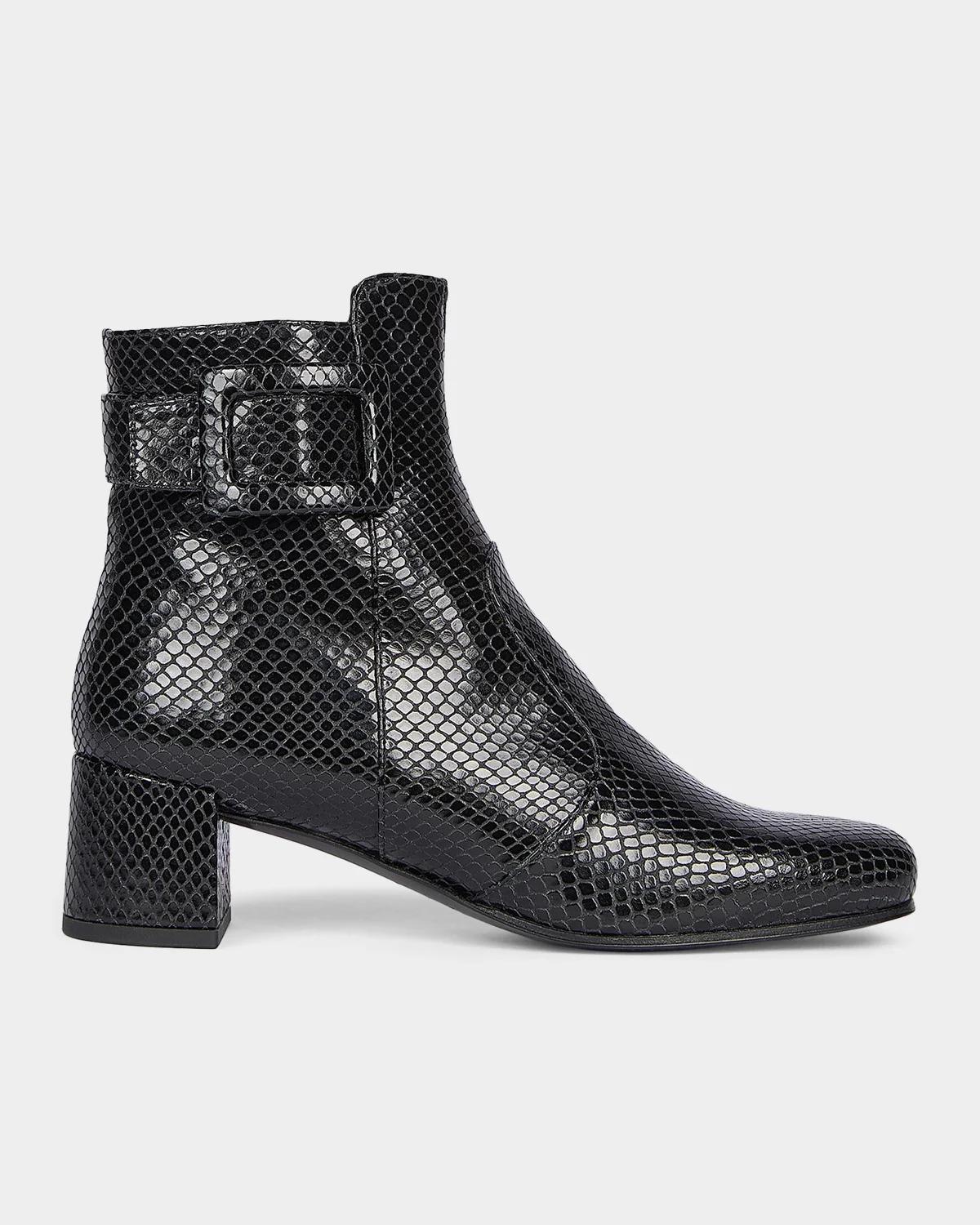 Roger Vivier Tres Vivier 45MM Snakeskin-Embossed Leather Ankle Boots