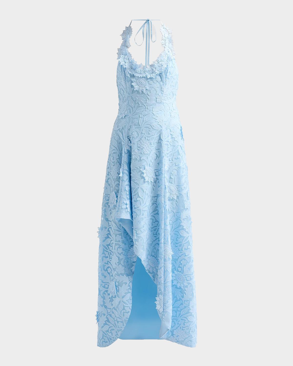 As It May Avira Floral Appliqué Lace Halter Gown