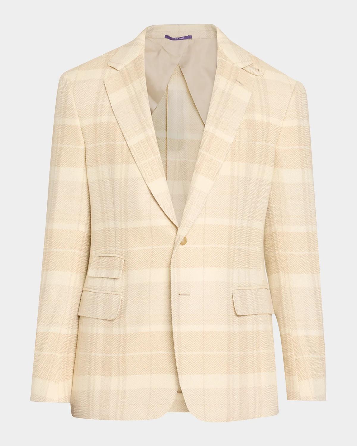Ralph Lauren Kent Plaid Silk-Linen-Cashmere Single-Breasted Sport Coat