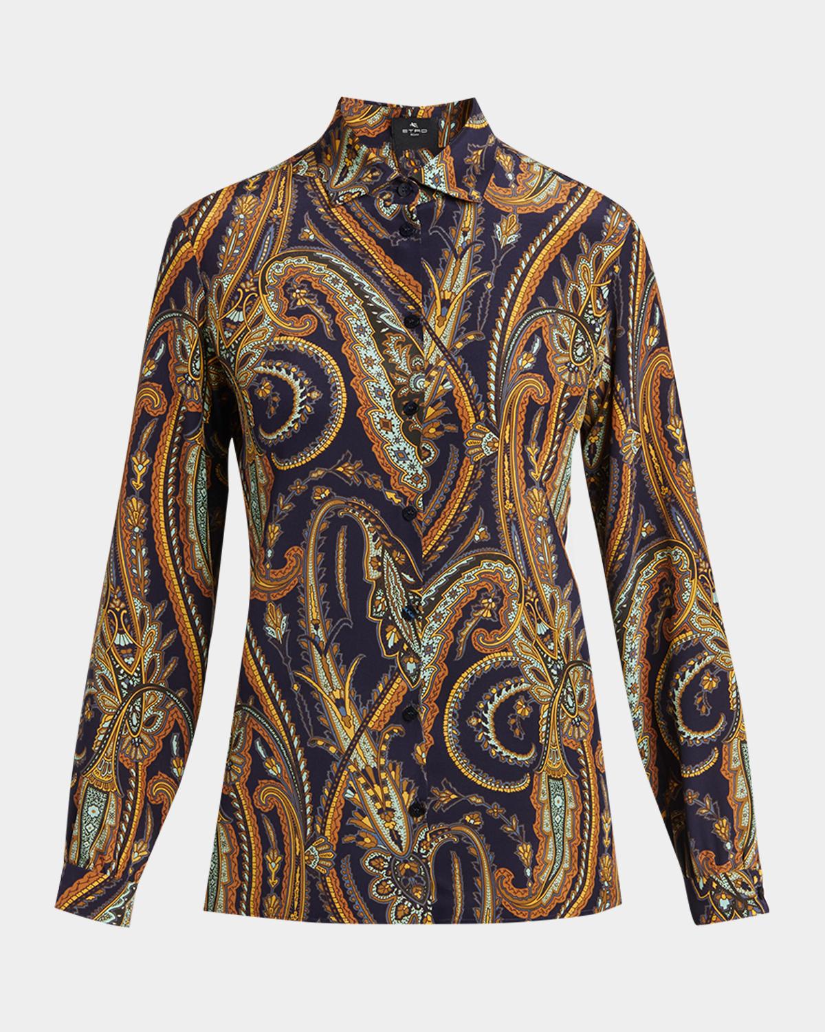 Etro Paisley Print Silk Button-Down Shirt