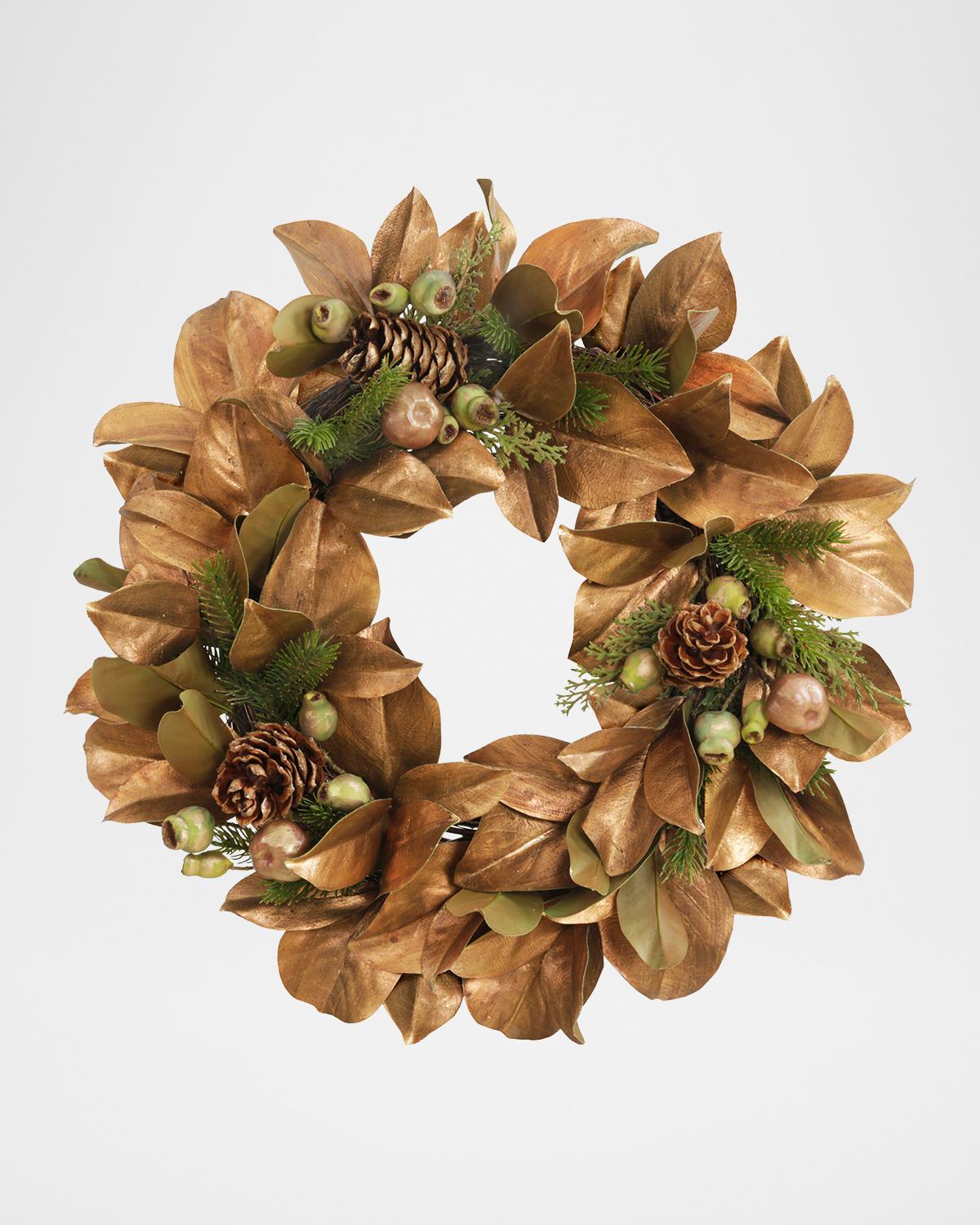 Winward Home Holiday Newness Faux-magnolia Leaf Mix Wreath