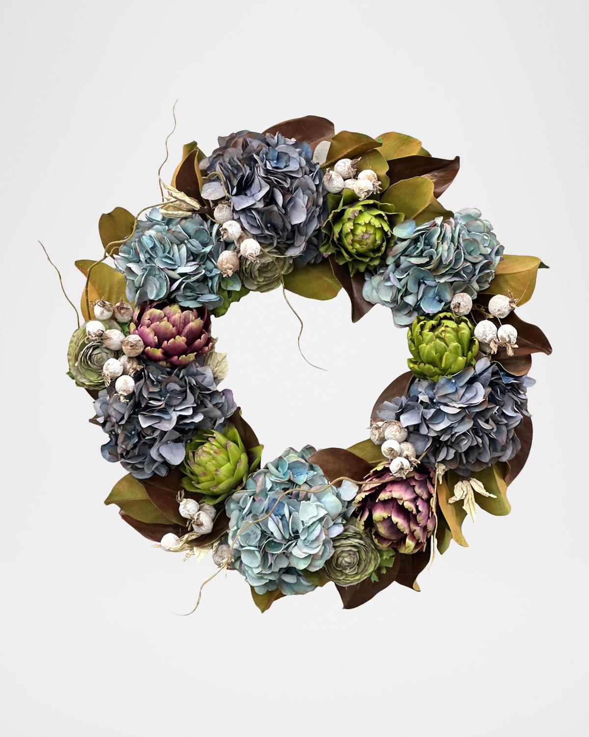 Winward Home Artificial Artichoke Hydrangea Wreath