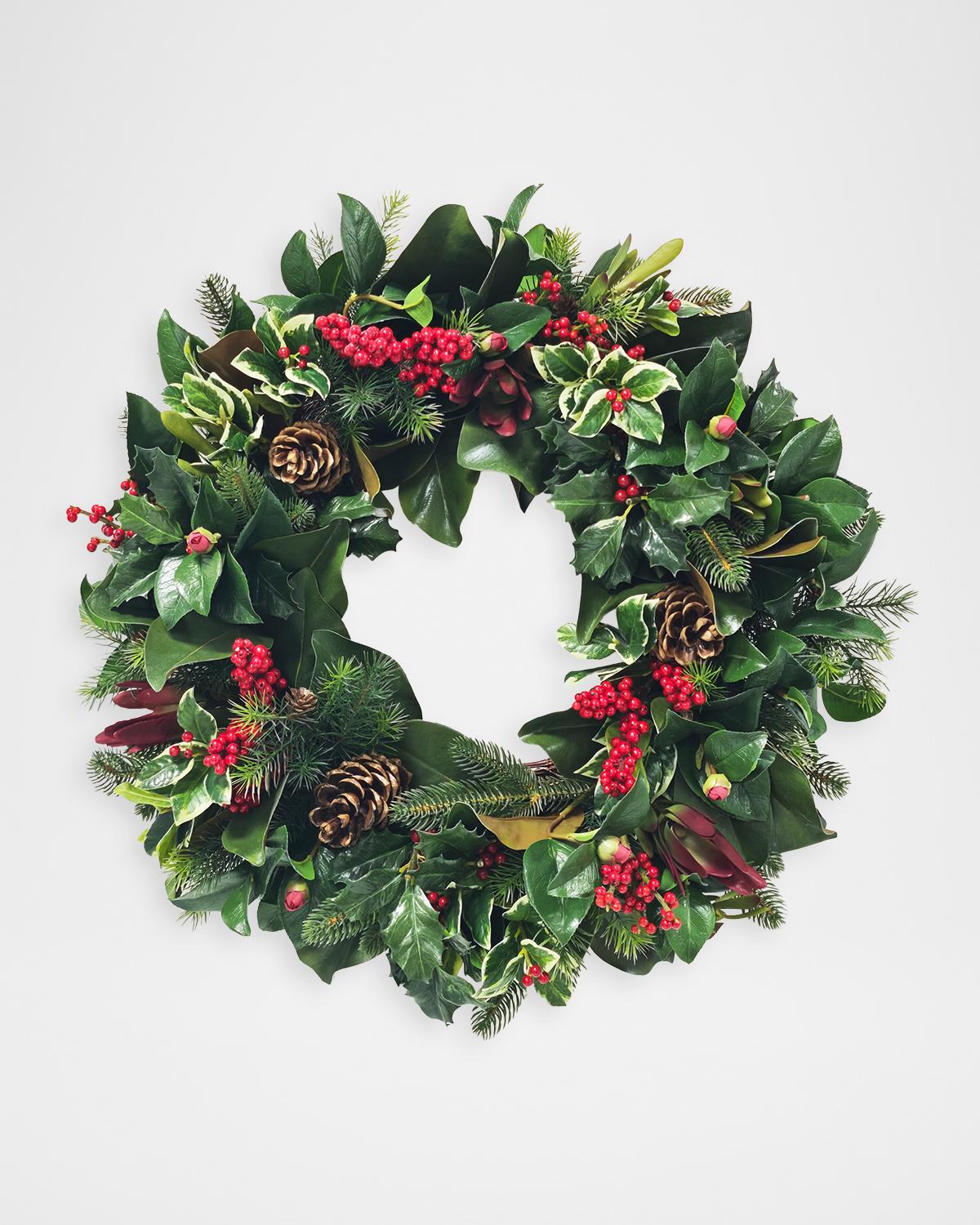 Winward Home Artificial Ilex/pinecone Wreath