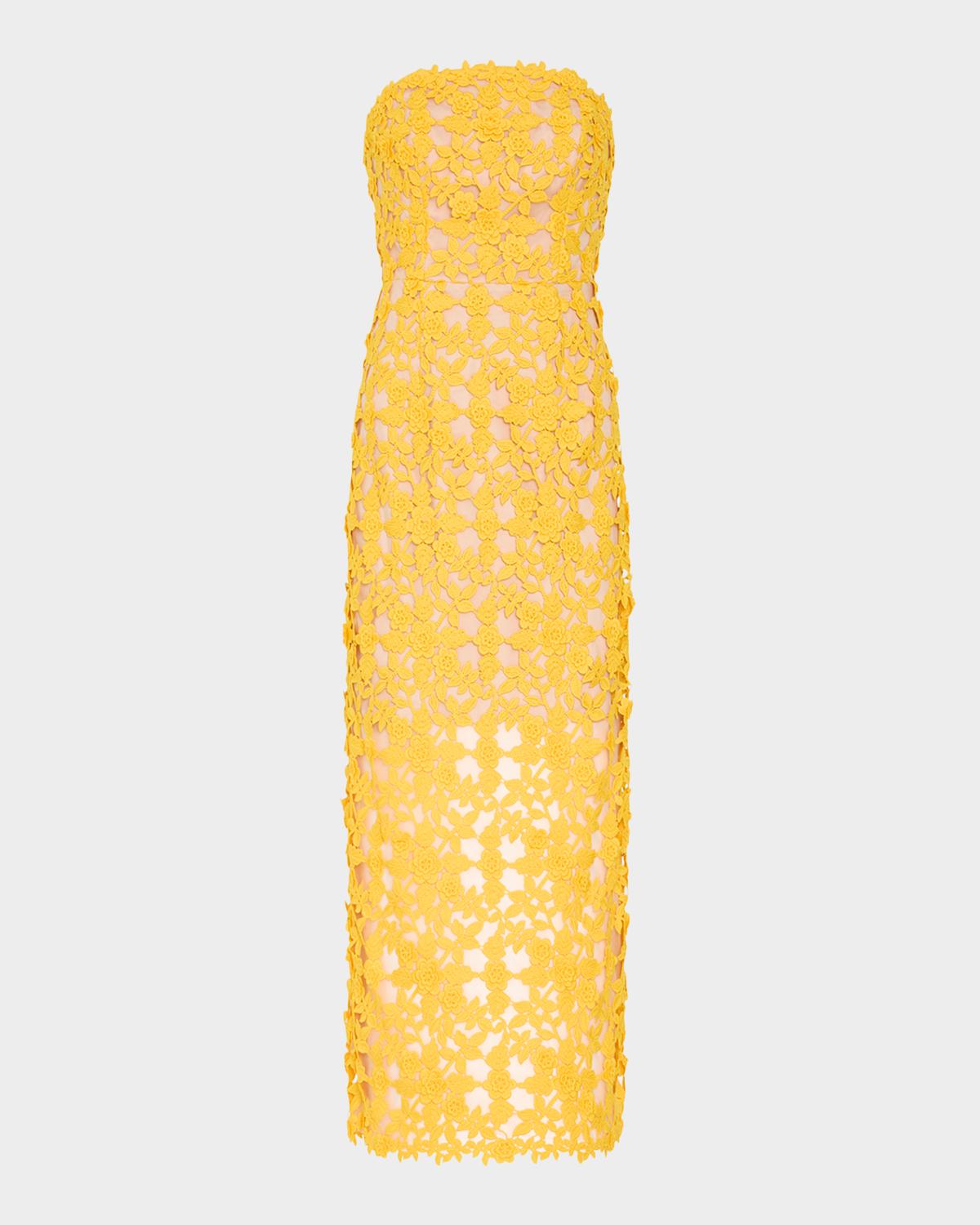 Milly Kait Strapless Crochet Lace Midi Dress
