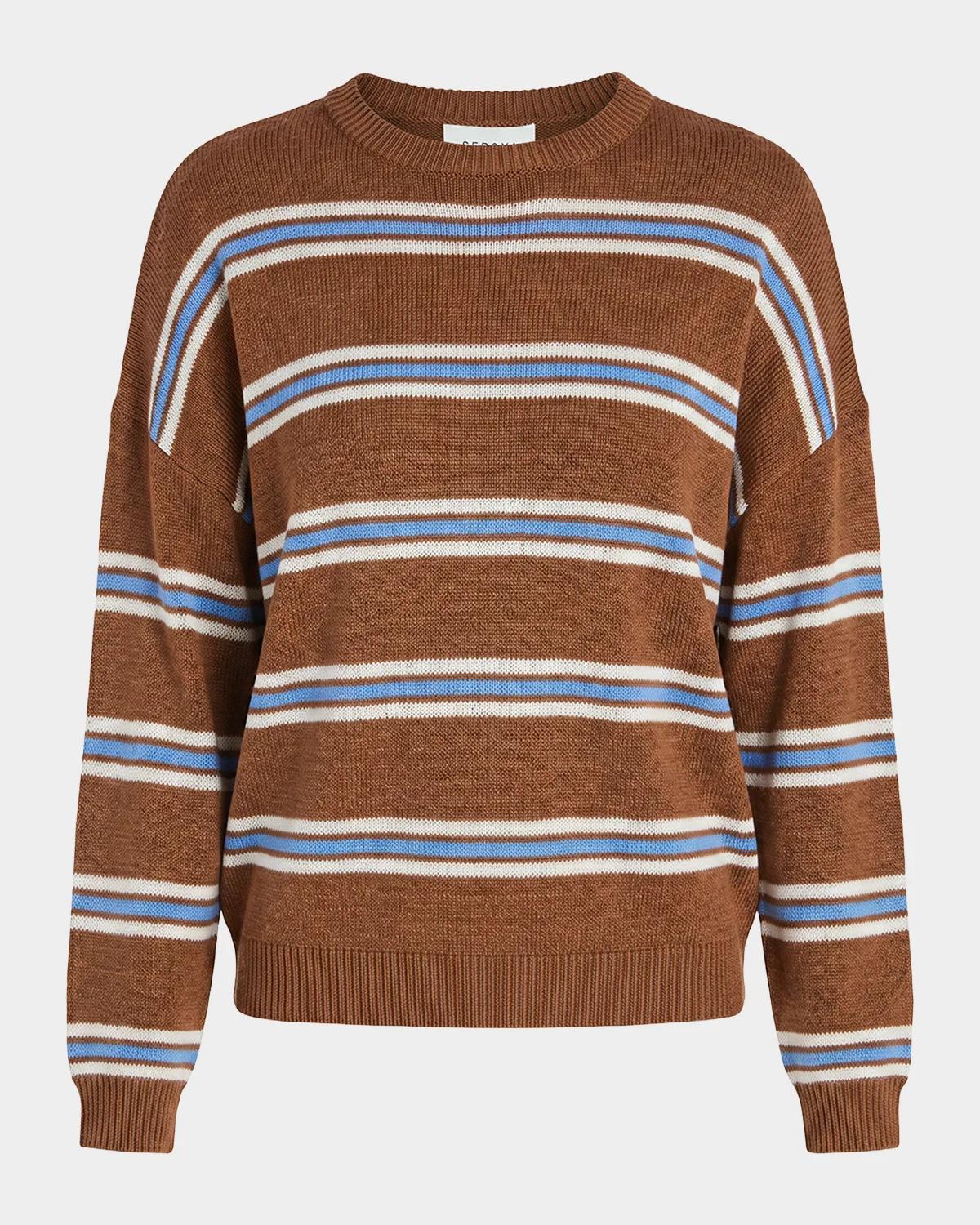 SEROYA Cassian Striped Linen-Blend Sweater