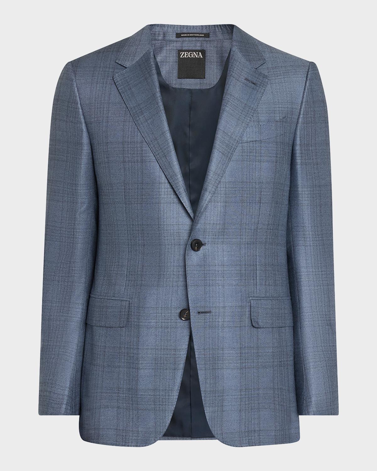 ZEGNA Men's Cashmere and Silk Plaid Sport Coat