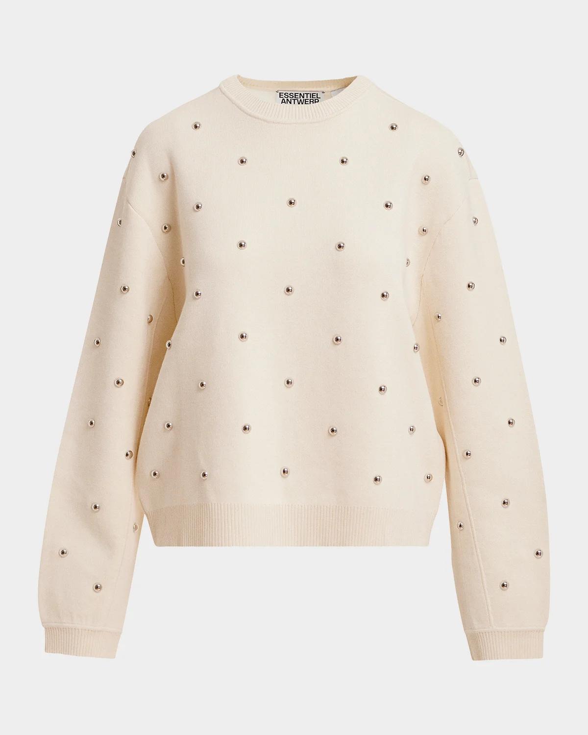 Essentiel Antwerp Klou Beaded Crewneck Sweater