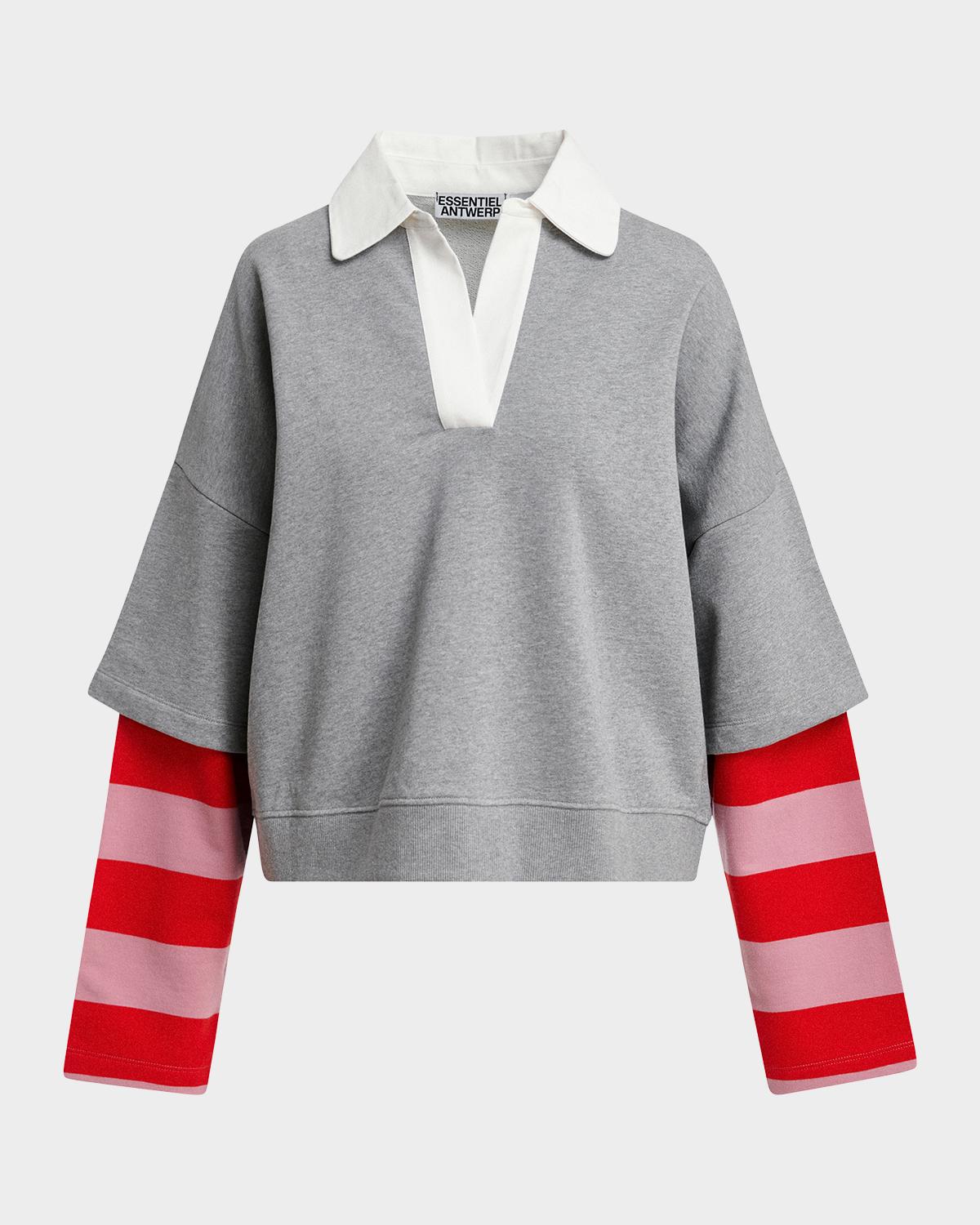 Essentiel Antwerp Kantelou Mixed-Media Polo Sweatshirt