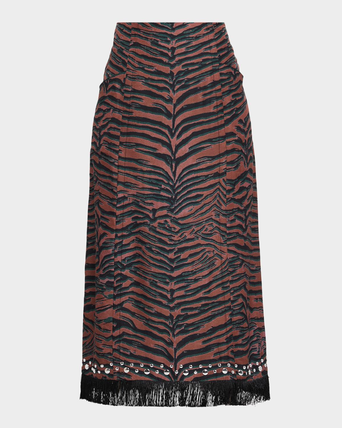 3.1 Phillip Lim Studded Tiger-Print Midi Skirt