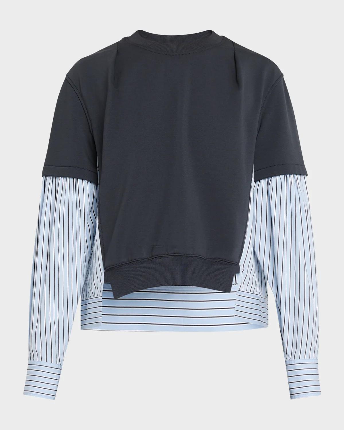 3.1 Phillip Lim Mixed-Media Layered Sweatshirt