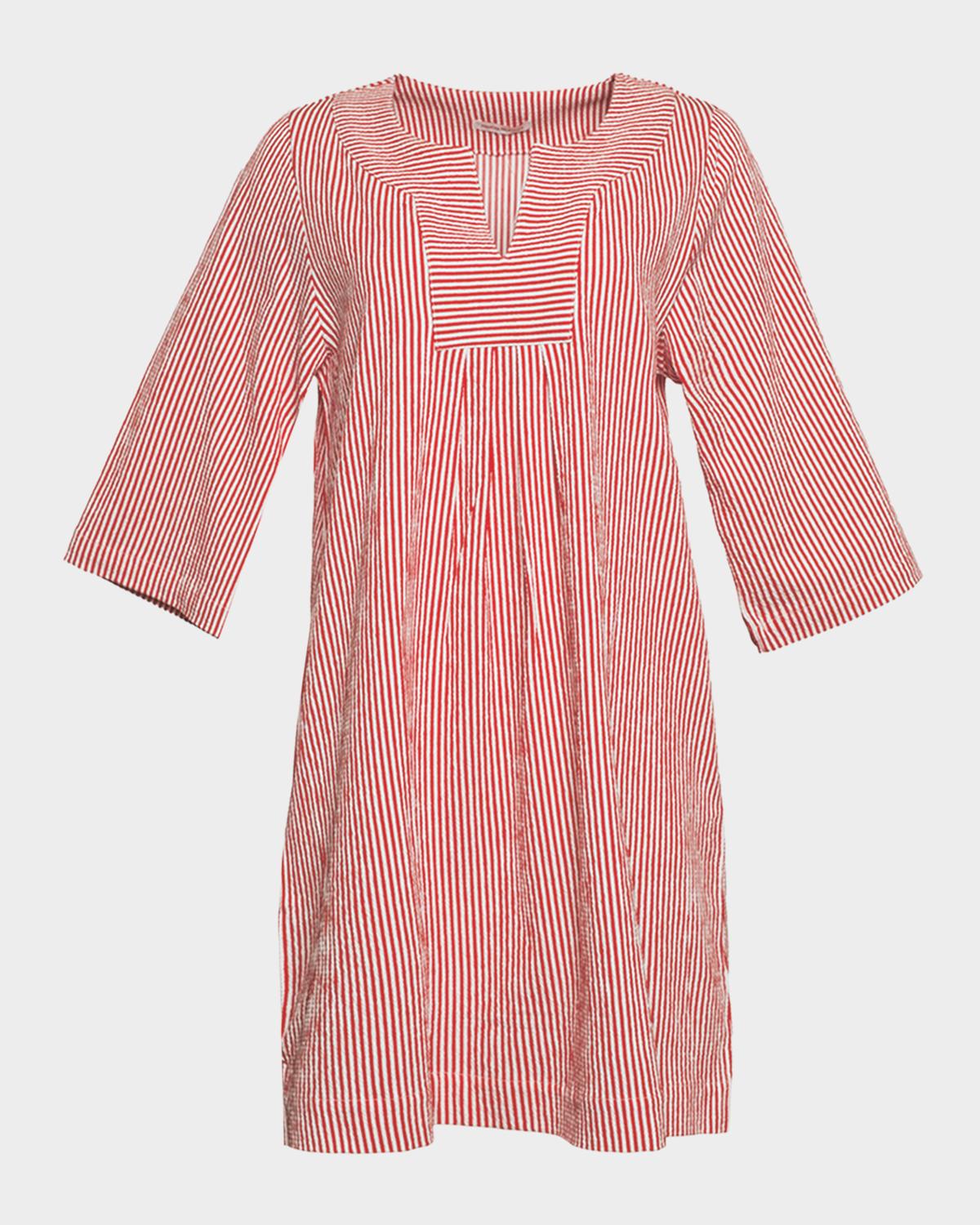 Frances Valentine Easy Striped Seersucker Shift Dress